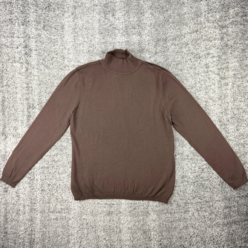 Pendleton Petite Women's L Brown 100% Merino Wool Mock Neck Sweater Pullover - Picture 4 of 13